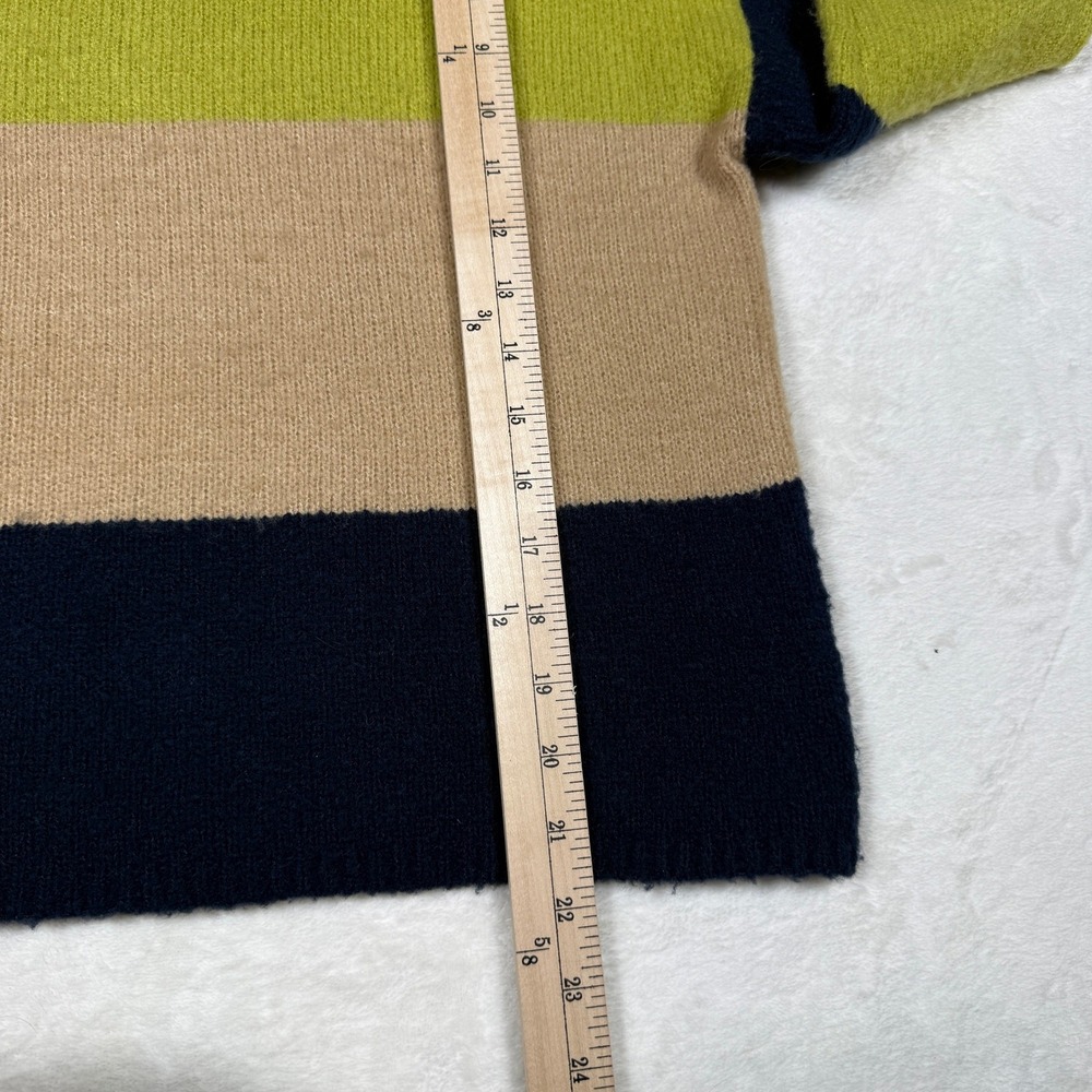 Cliche Colorblock‎ Striped Turtleneck Sweater Blue Tan Green oversized cozy S - Picture 7 of 7